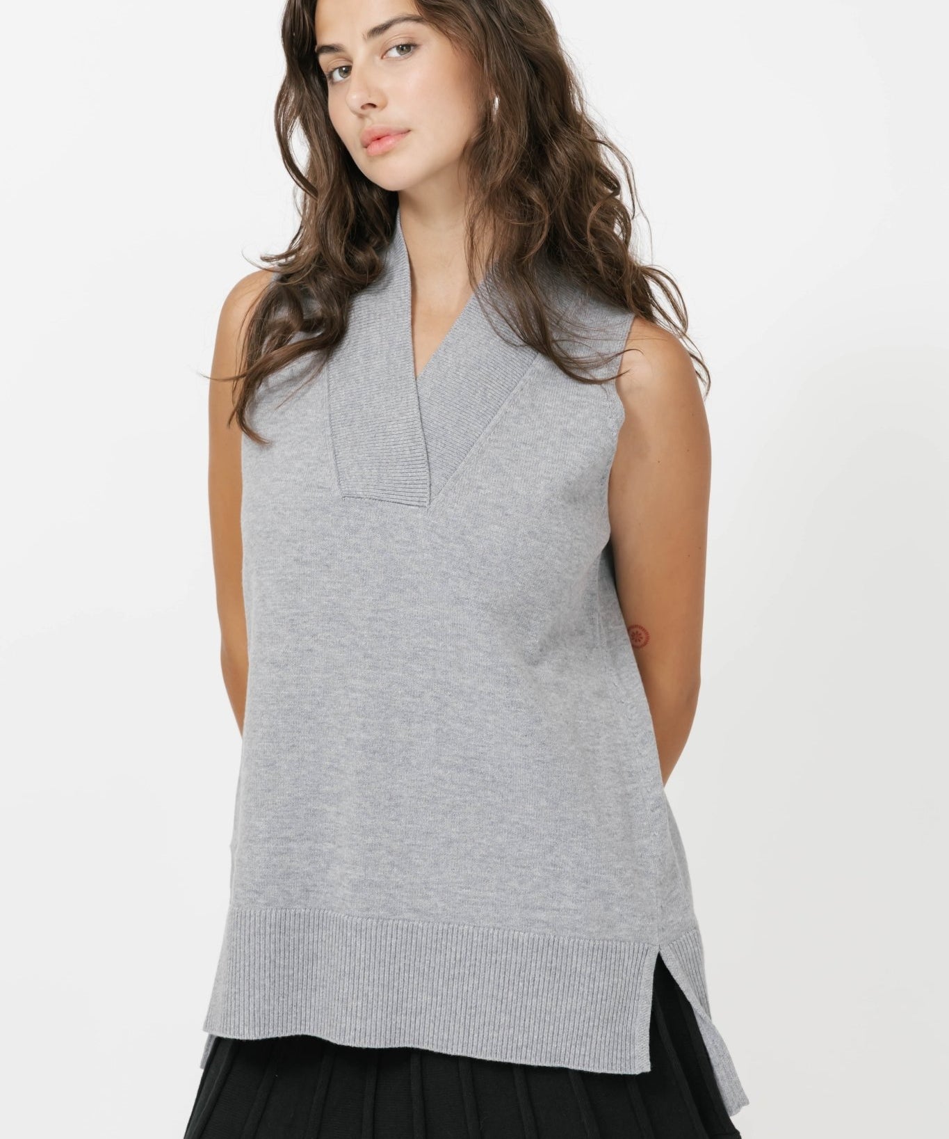 Smash + Tess BLAIR KNIT VEST IN LIGHT GREY - Blue Sky Fashions & Lingerie