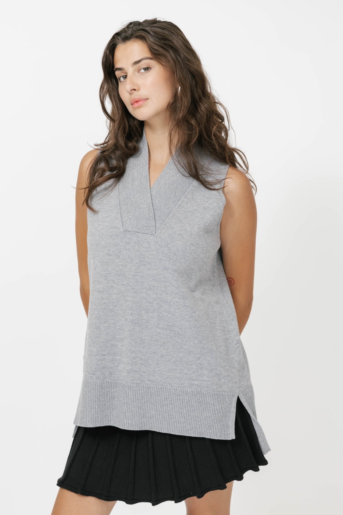 Smash + Tess BLAIR KNIT VEST IN LIGHT GREY - Blue Sky Fashions & Lingerie