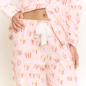 Snooze Mode Long PJ Set in Ballet Pink Popcorn - Blue Sky Fashions & Lingerie