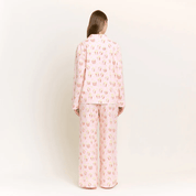 Snooze Mode Long PJ Set in Ballet Pink Popcorn - Blue Sky Fashions & Lingerie