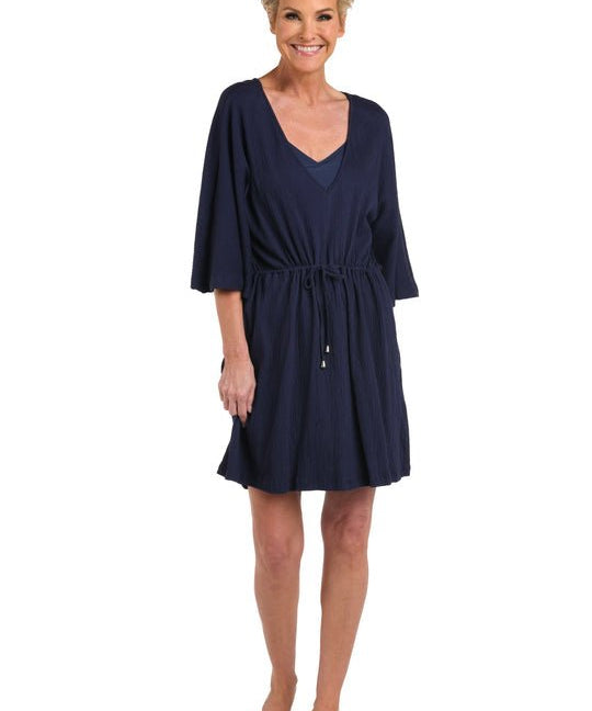 Solid Kimono Tunic Cover Up - Navy - Blue Sky Fashions & Lingerie