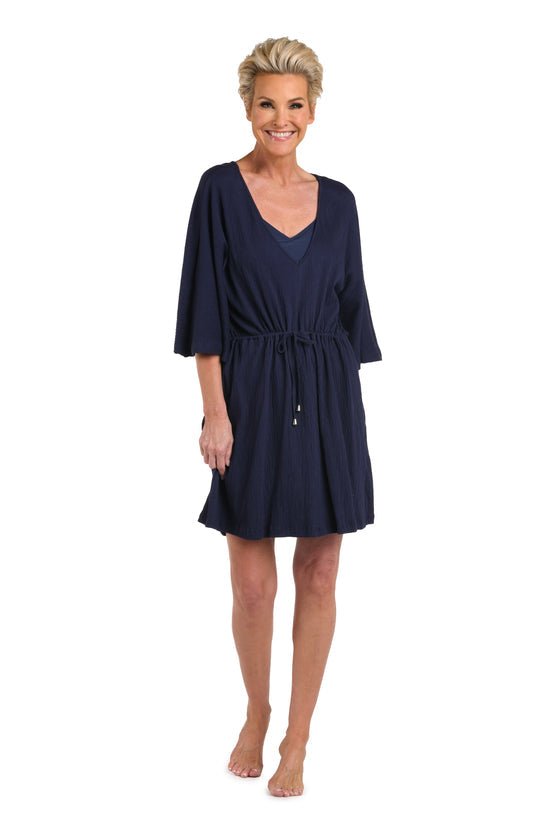 Solid Kimono Tunic Cover Up - Navy - Blue Sky Fashions & Lingerie