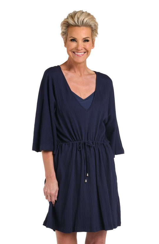 Solid Kimono Tunic Cover Up - Navy - Blue Sky Fashions & Lingerie