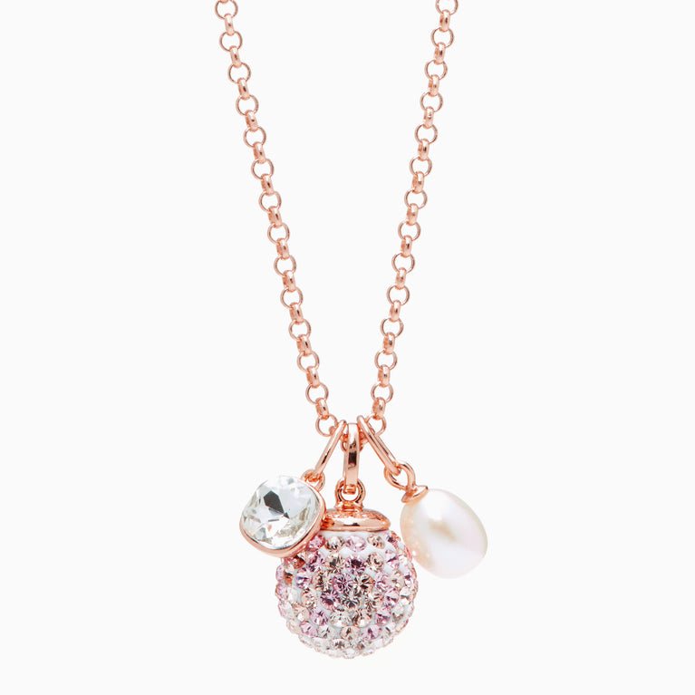 SPARKLE BALL™ CLUSTER PENDANT NECKLACE - Pink Champagne - Blue Sky Fashions & Lingerie