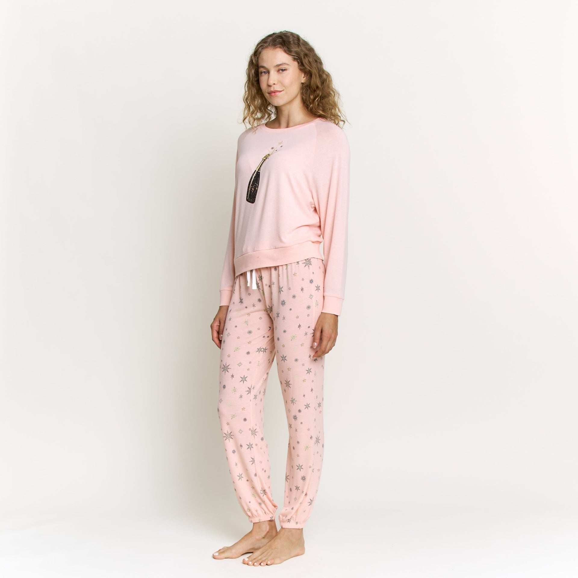 Star Seeker Long PJ Set in Champagne Stars - Blue Sky Fashions & Lingerie