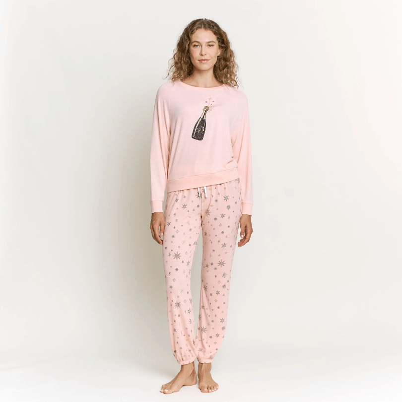 Star Seeker Long PJ Set in Champagne Stars - Blue Sky Fashions & Lingerie