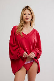 STAYCATION PULLOVER - Deep Cherry - Blue Sky Fashions & Lingerie