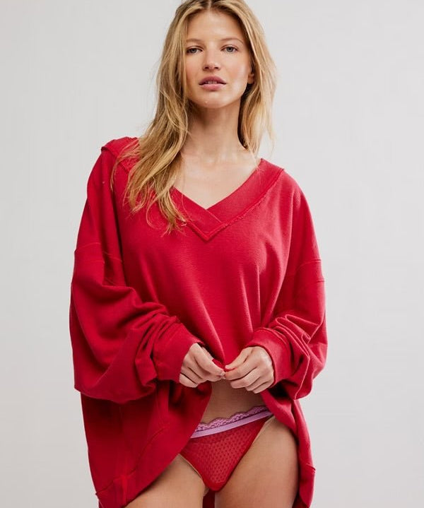 STAYCATION PULLOVER - Deep Cherry - Blue Sky Fashions & Lingerie