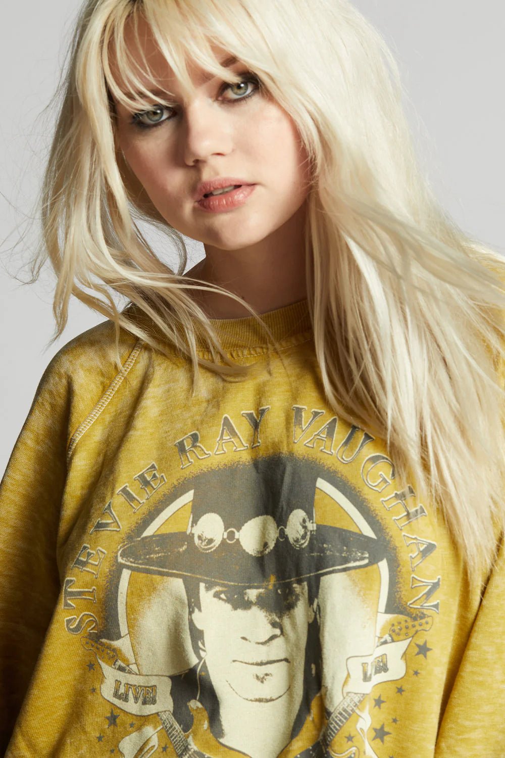 Stevie Ray Burn Out Sweatshirt - Mustard - Blue Sky Fashions & Lingerie