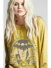 Stevie Ray Burn Out Sweatshirt - Mustard - Blue Sky Fashions & Lingerie