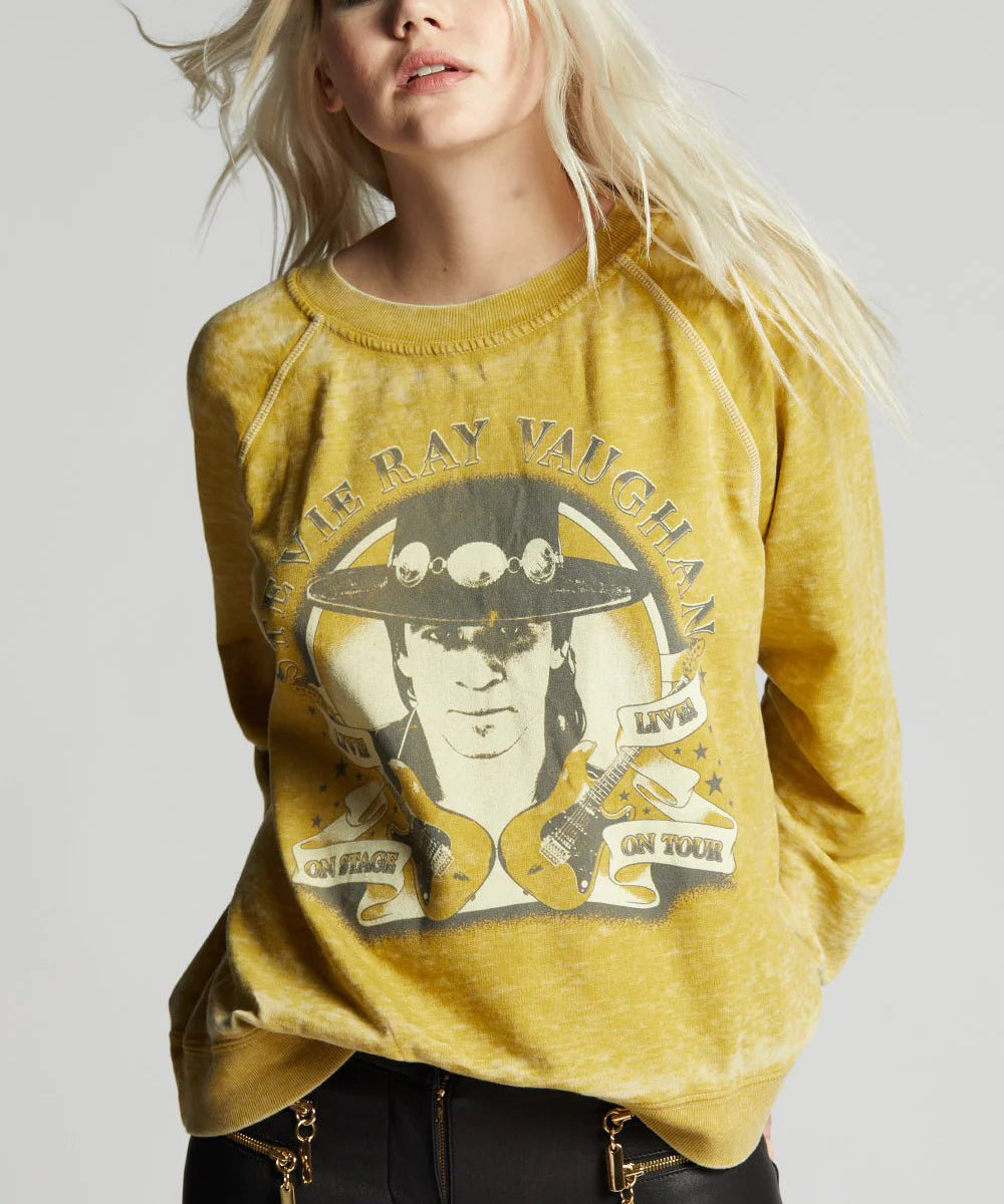 Stevie Ray Burn Out Sweatshirt - Mustard - Blue Sky Fashions & Lingerie