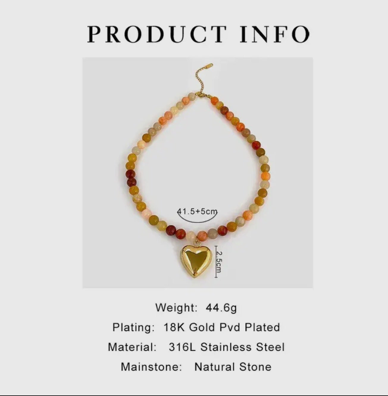 Stone Beaded Necklace with Heart Pendant - Blue Sky Fashions & Lingerie