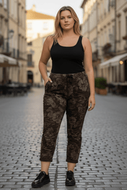 Stretchy floral crinkle pants - black - Blue Sky Fashions & Lingerie