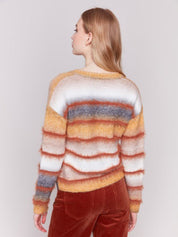 Striped Eyelash Space Dye Sweater - Amber - Blue Sky Fashions & Lingerie