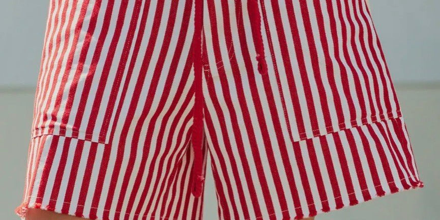 Striped High-Rise Denim Shorts - Blue Sky Fashions &amp; Lingerie