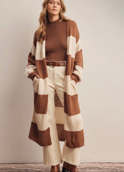 Striped Longline Knit Cardigan - Caramel - Blue Sky Fashions & Lingerie