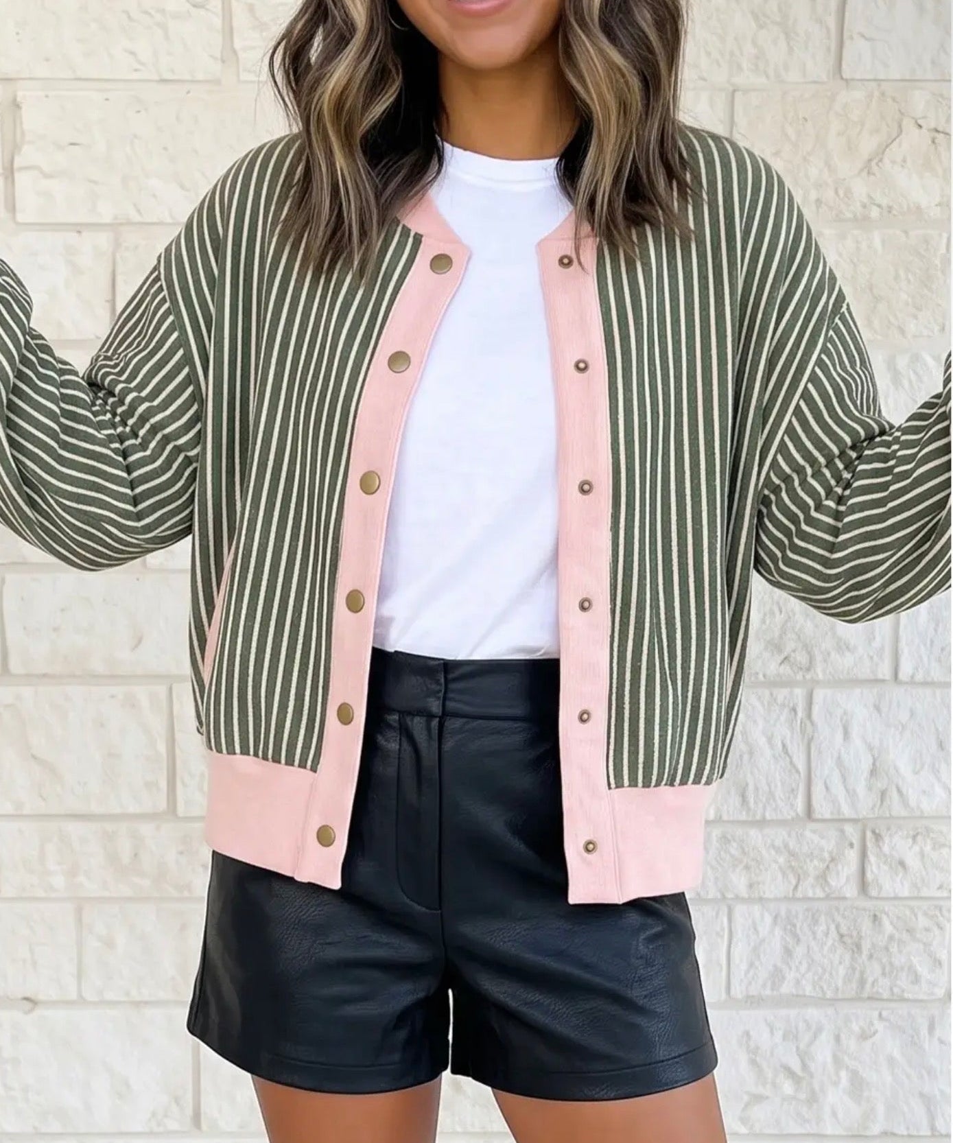 Striped Patchwork Long Sleeve Regular Fit Cardigan - Blue Sky Fashions & Lingerie
