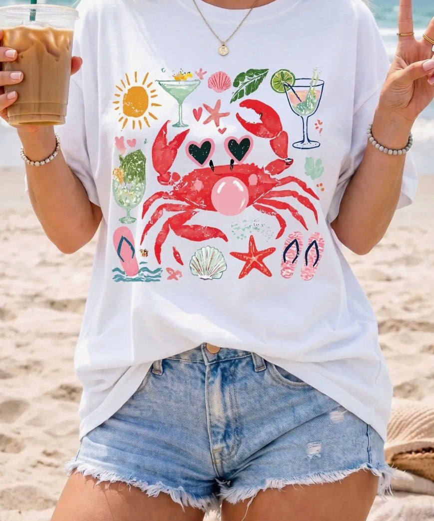 Summer Vacation Crab Graphic Tee - Blue Sky Fashions & Lingerie