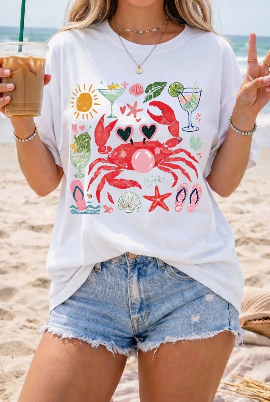 Summer Vacation Crab Graphic Tee - Blue Sky Fashions & Lingerie