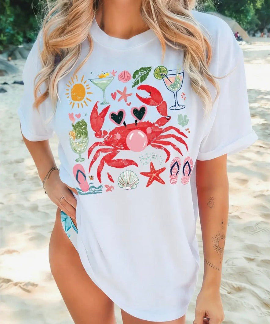 Summer Vacation Crab Graphic Tee - Blue Sky Fashions & Lingerie