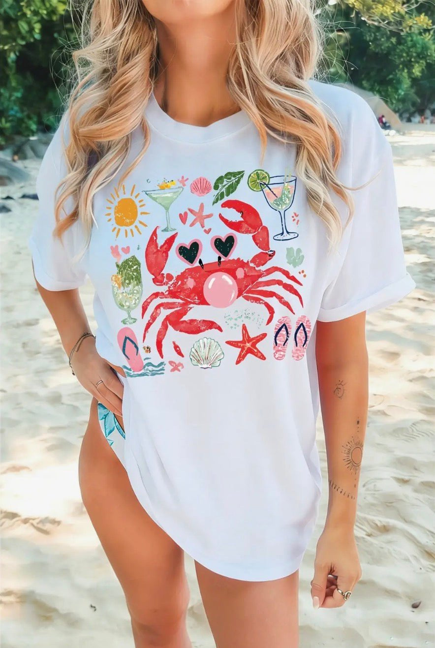 Summer Vacation Crab Graphic Tee - Blue Sky Fashions & Lingerie