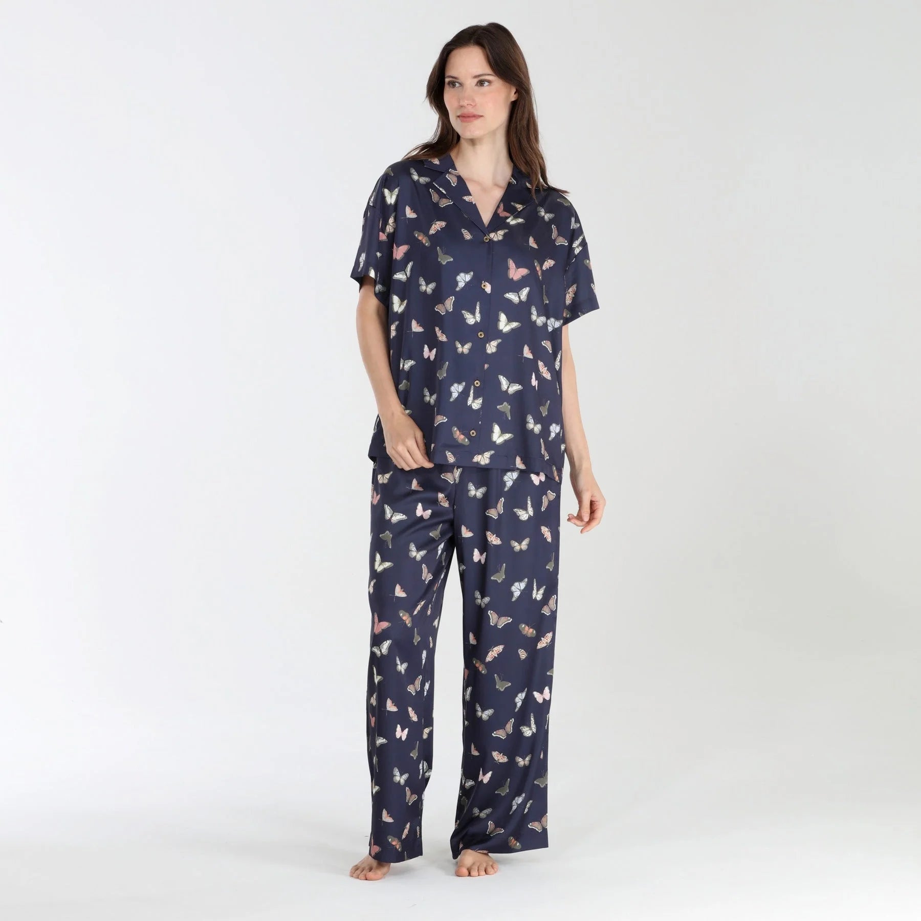 Sunday Rest Short Sleeve PJ Set In Nova Butterflies - Blue Sky Fashions & Lingerie