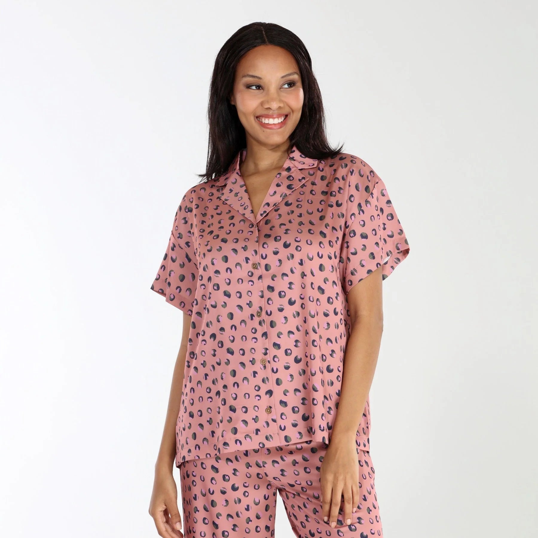 Sunday Rest Short Sleeve PJ Set In Umber Leopard - Blue Sky Fashions & Lingerie