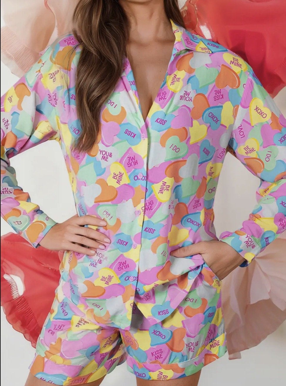 Sweetheart Candy 2 Piece Pyjama Set - Blue Sky Fashions & Lingerie