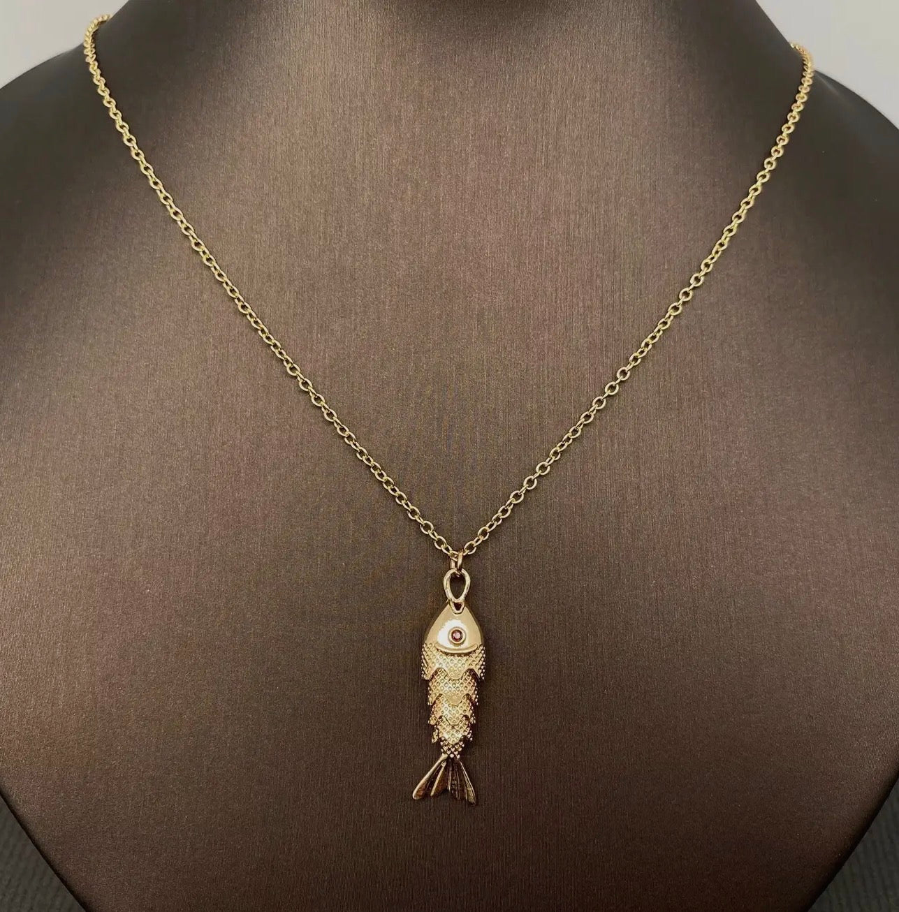 Swinging Tail Fish Charm Gold - Plated Necklace - Blue Sky Fashions & Lingerie