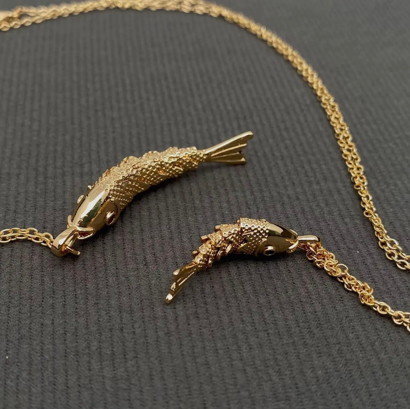 Swinging Tail Fish Charm Gold - Plated Necklace - Blue Sky Fashions & Lingerie