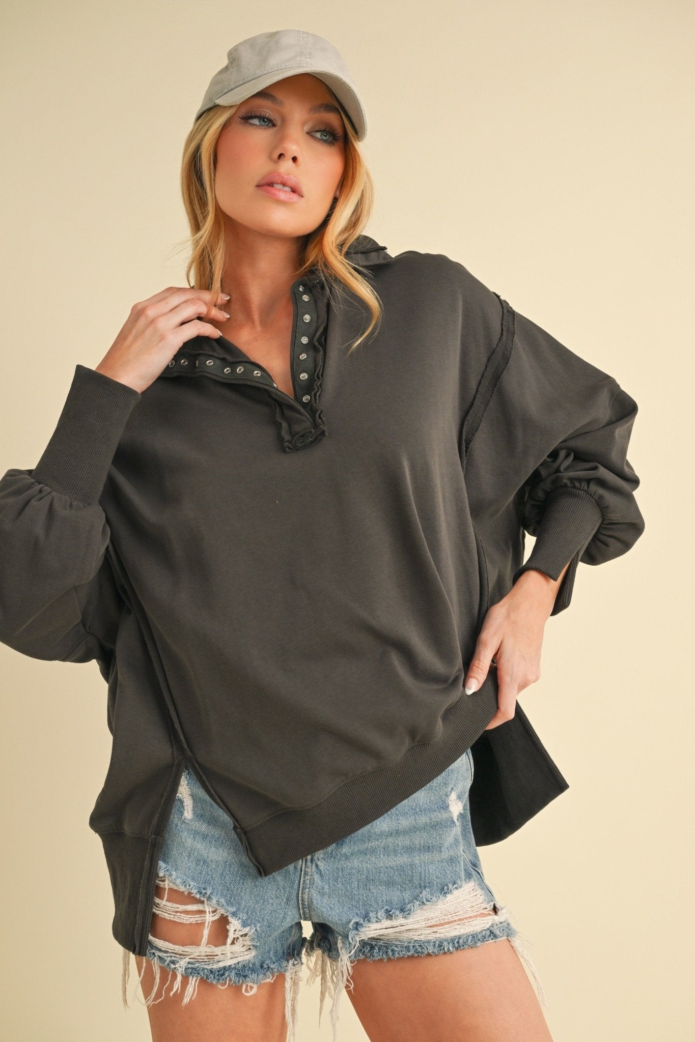 Tamika Sweatshirt - Charcoal - Blue Sky Fashions & Lingerie