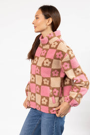 TEDDY FLORAL JACKET IN LIGHT PINK/OATMEAL - Blue Sky Fashions & Lingerie