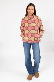 TEDDY FLORAL JACKET IN LIGHT PINK/OATMEAL - Blue Sky Fashions & Lingerie