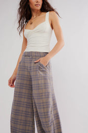 Tegan Barrel Trousers - Blue Grey Combo - Blue Sky Fashions & Lingerie