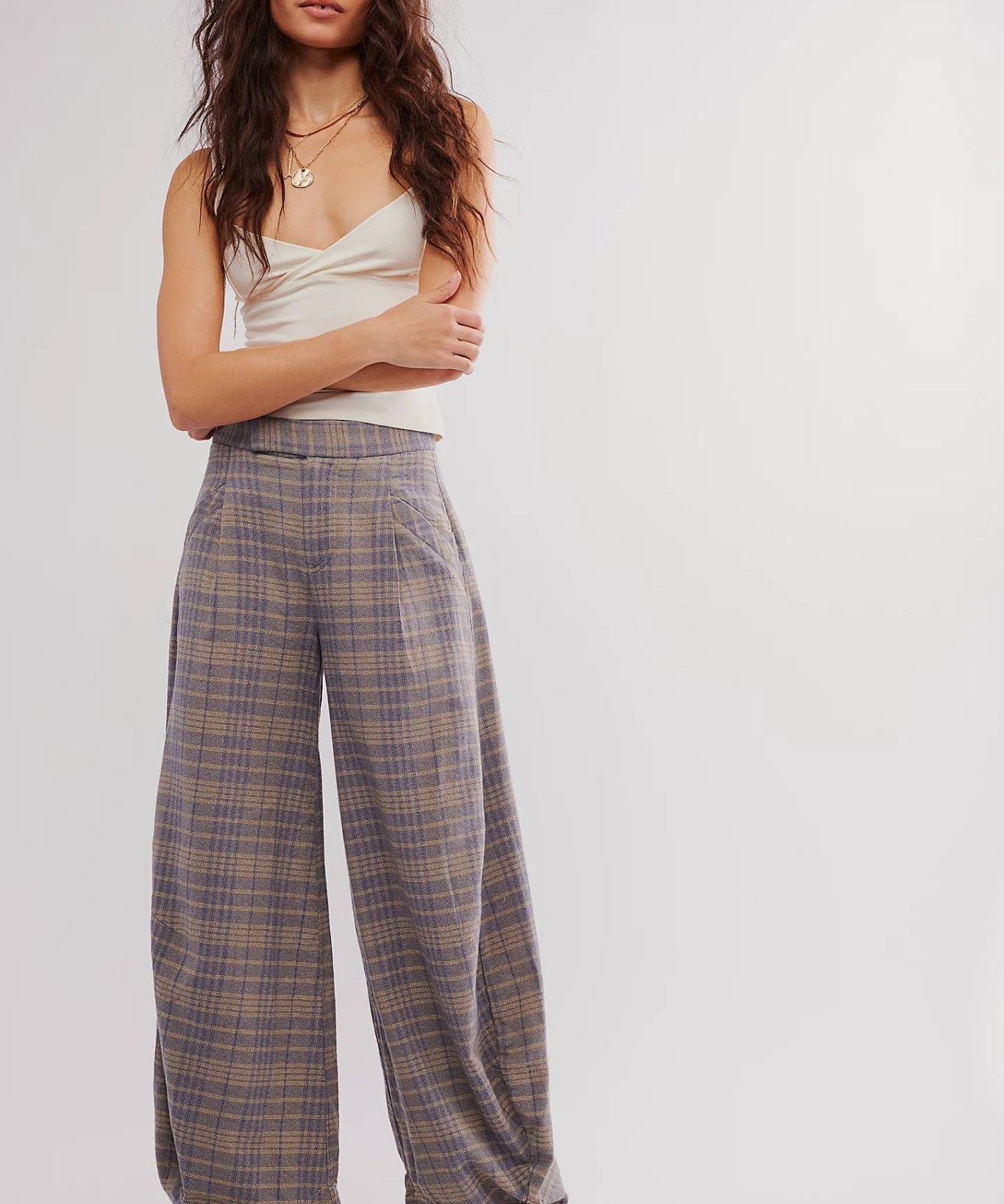 Tegan Barrel Trousers - Blue Grey Combo - Blue Sky Fashions & Lingerie