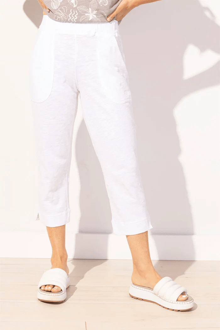 Textured Peruvian Cotton On The Go Capri in white - Blue Sky Fashions & Lingerie