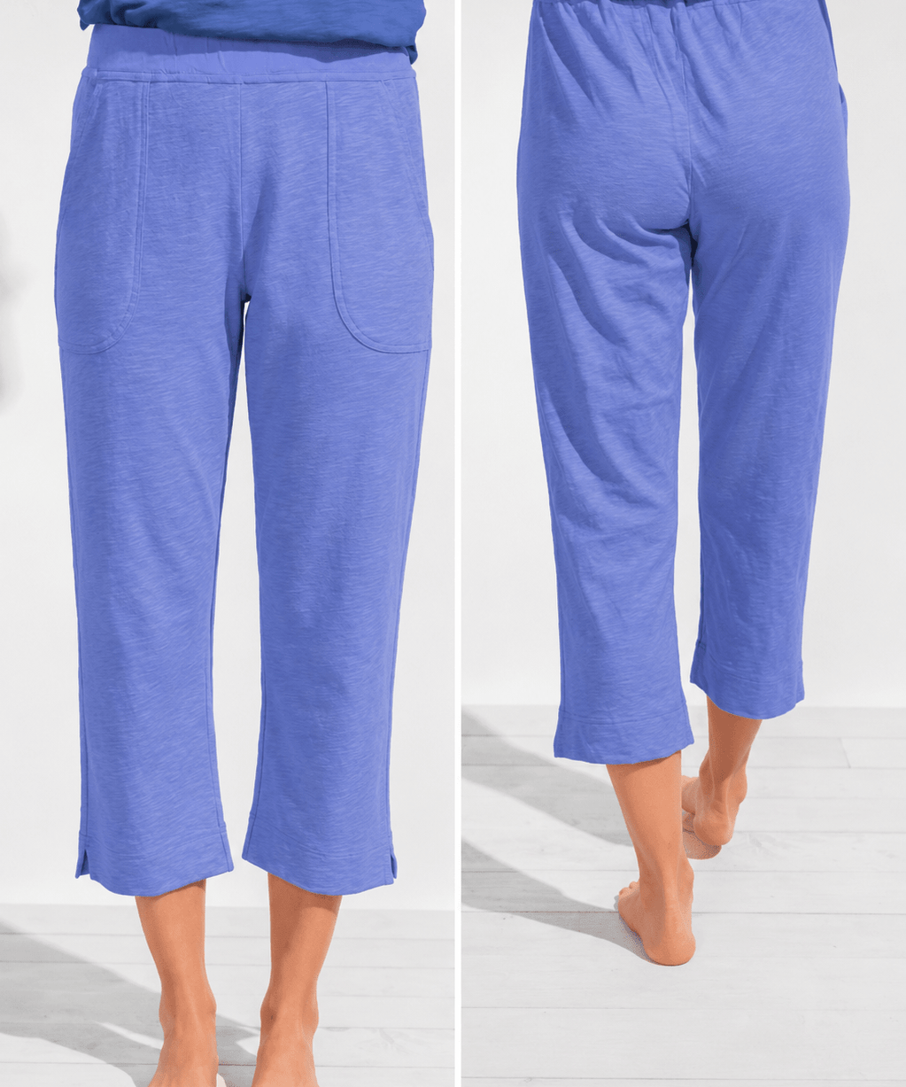 Textured Peruvian Cotton On The Go Pocket Capri in Baja Blue E60005S6 - Blue Sky Fashions & Lingerie