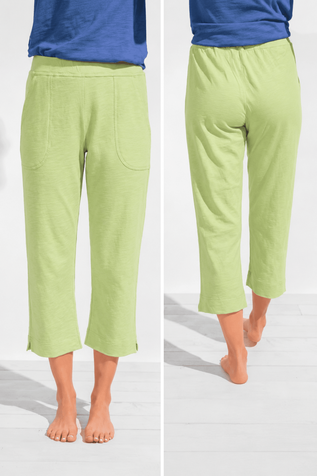 Textured Peruvian Cotton On The Go Pocket Capri in Kiwi E60005S6 - Blue Sky Fashions & Lingerie