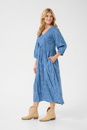 Tiah Smocked Dress by Cream - Riviera Blue - Blue Sky Fashions & Lingerie