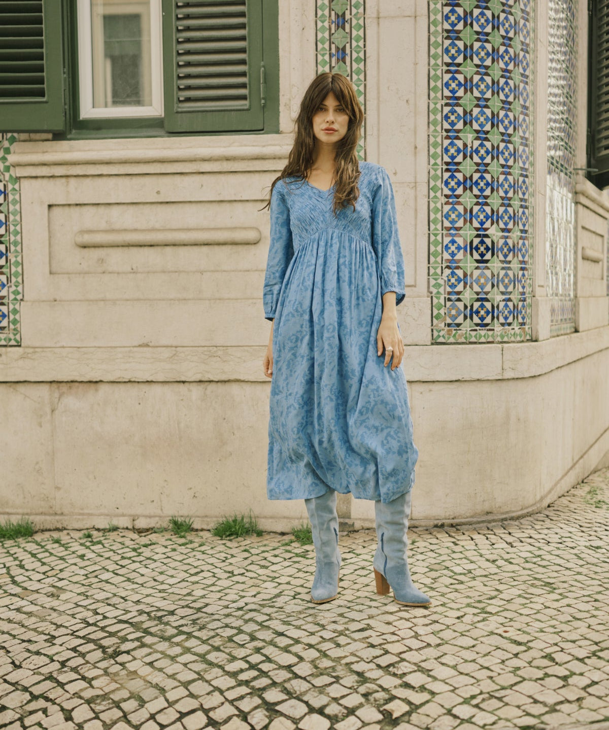 Tiah Smocked Dress by Cream - Riviera Blue - Blue Sky Fashions & Lingerie