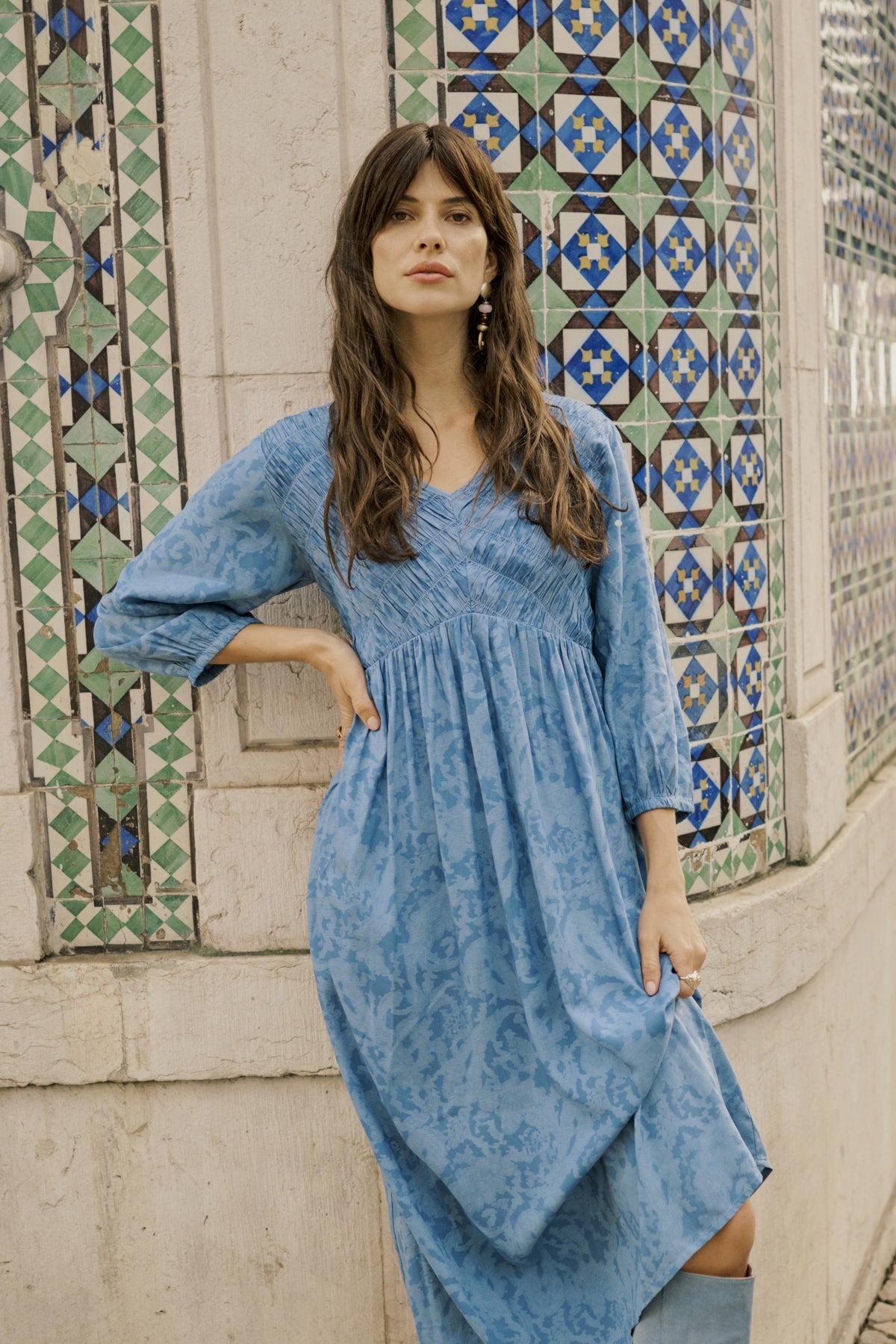 Tiah Smocked Dress by Cream - Riviera Blue - Blue Sky Fashions & Lingerie