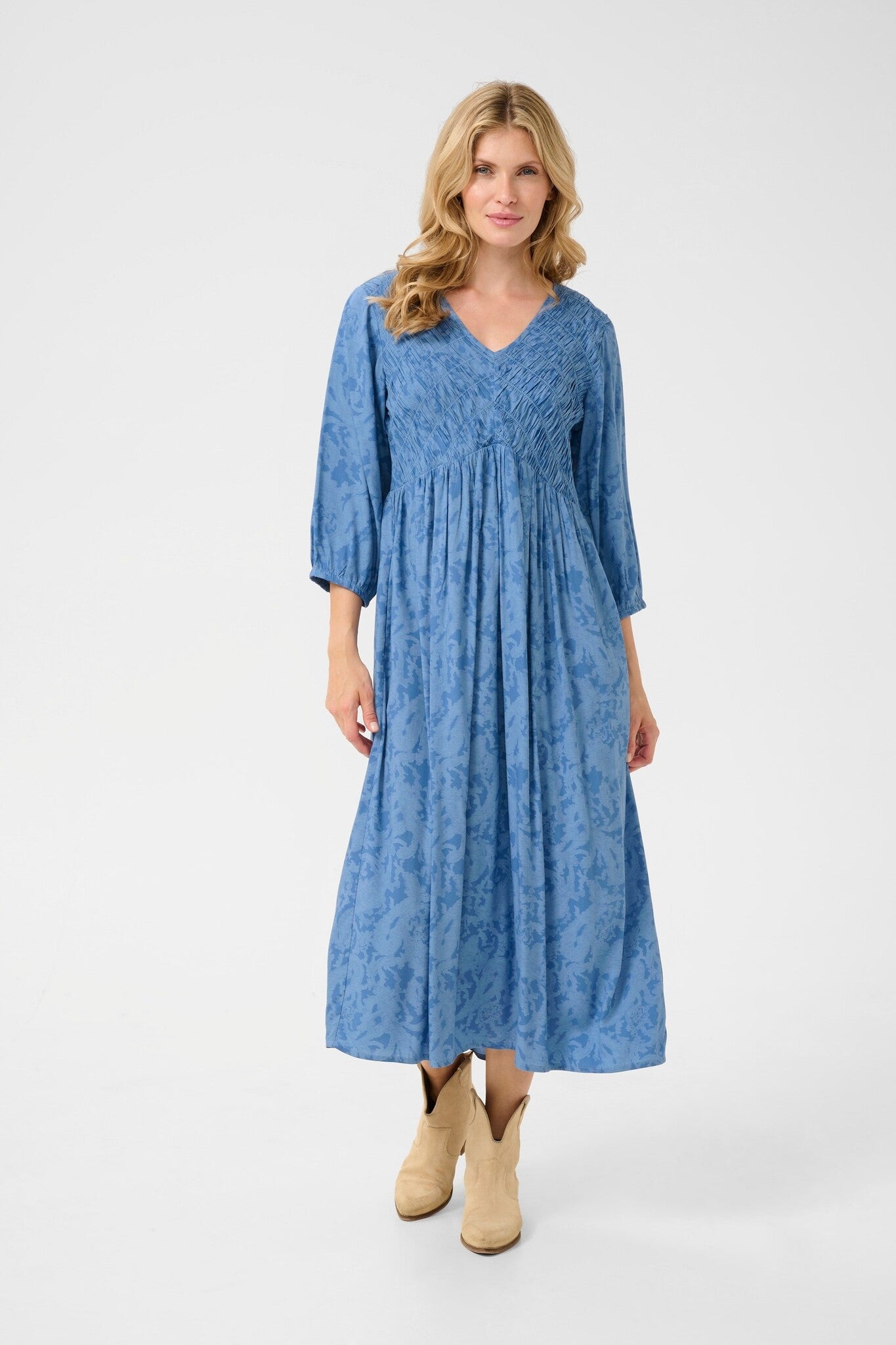 Tiah Smocked Dress by Cream - Riviera Blue - Blue Sky Fashions & Lingerie