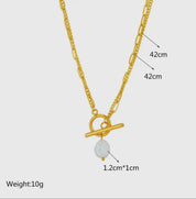 Titanium Steel Layered Necklace with Freshwater Pearl - Blue Sky Fashions & Lingerie