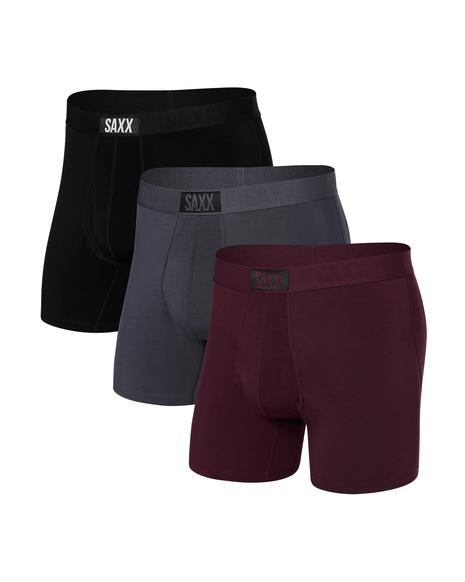 Ultra Super Soft Boxer Brief with fly 3 pack - plum/turbulence/black - Blue Sky Fashions & Lingerie