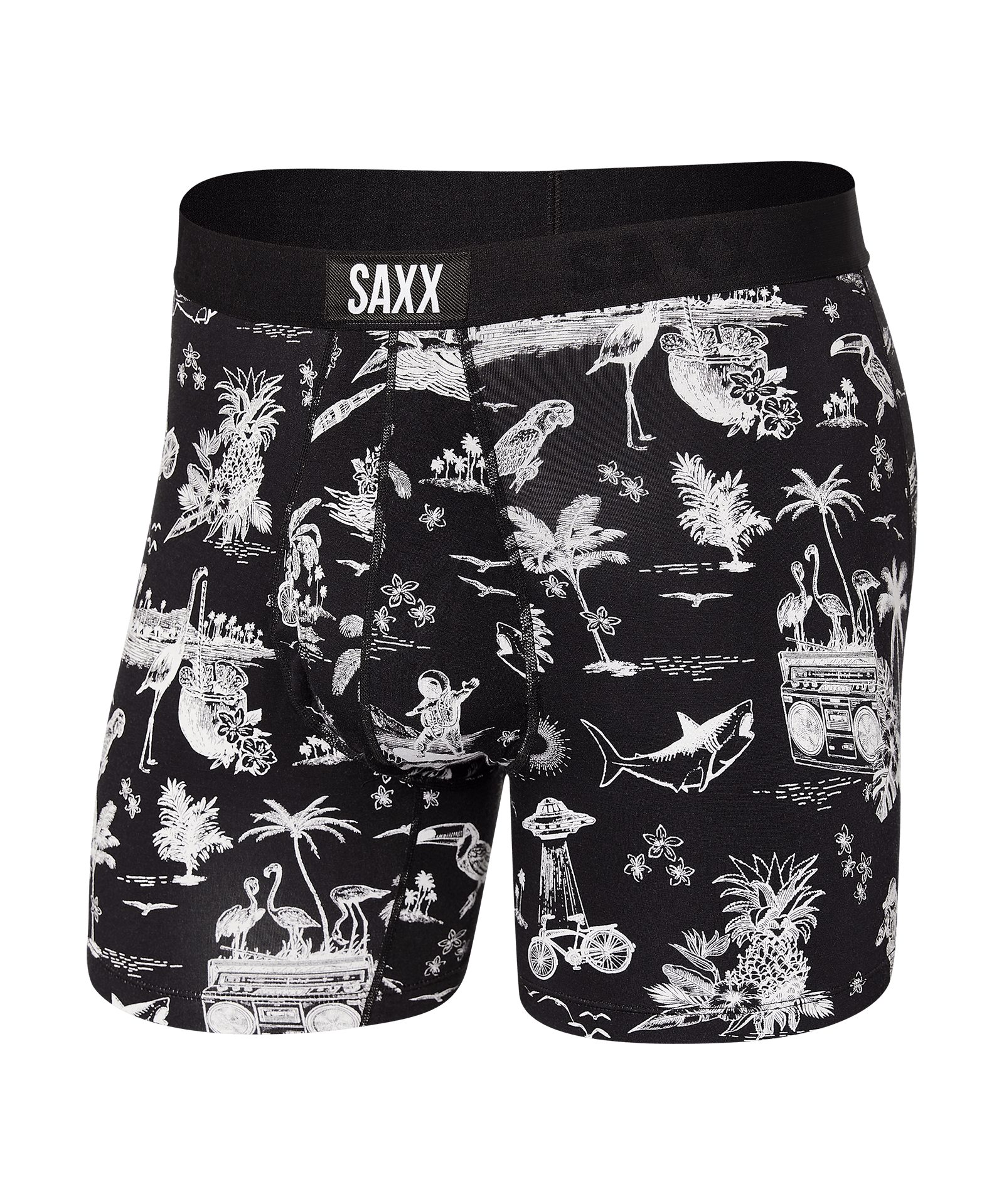 Ultra Super Soft Boxer Brief with fly - black Astro surf & turf - Blue Sky Fashions & Lingerie