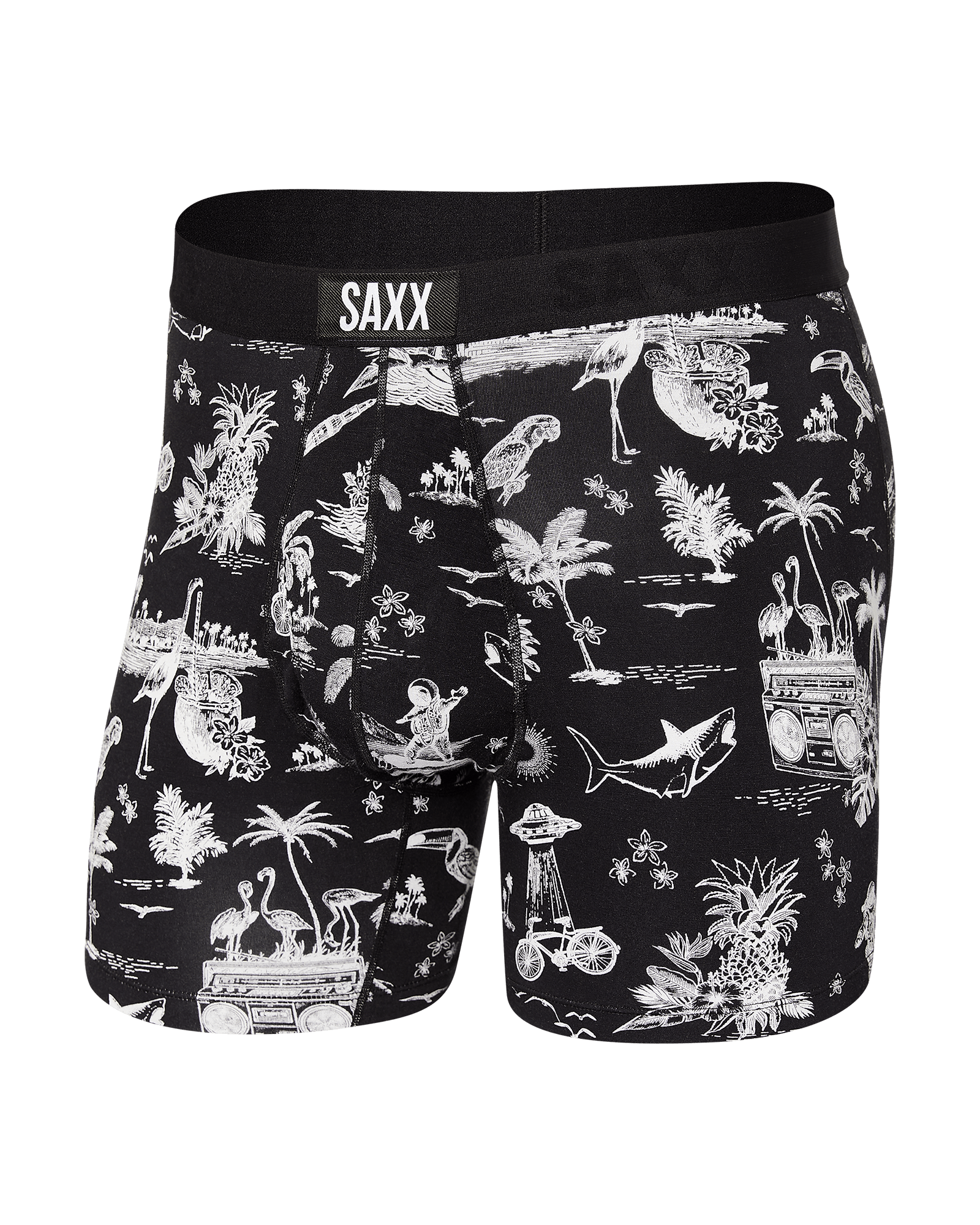 Ultra Super Soft Boxer Brief with fly - black Astro surf & turf - Blue Sky Fashions & Lingerie