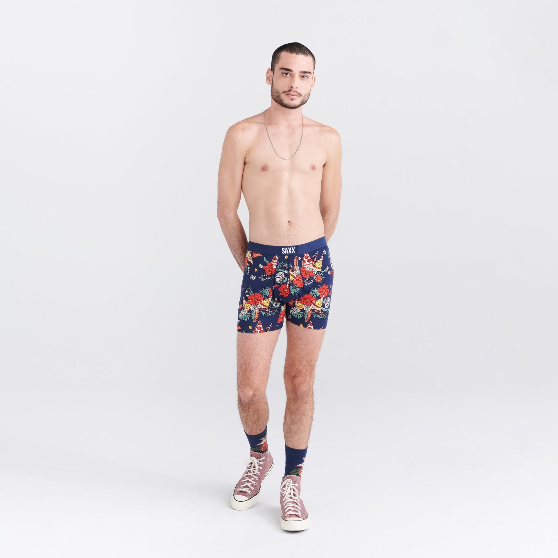 Ultra Super Soft Boxer Brief with fly - Hawaiian pizza navy - Blue Sky Fashions & Lingerie