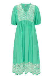 VALDA DRESS WITH EMBROIDERY by Culture- Green/White - Blue Sky Fashions & Lingerie