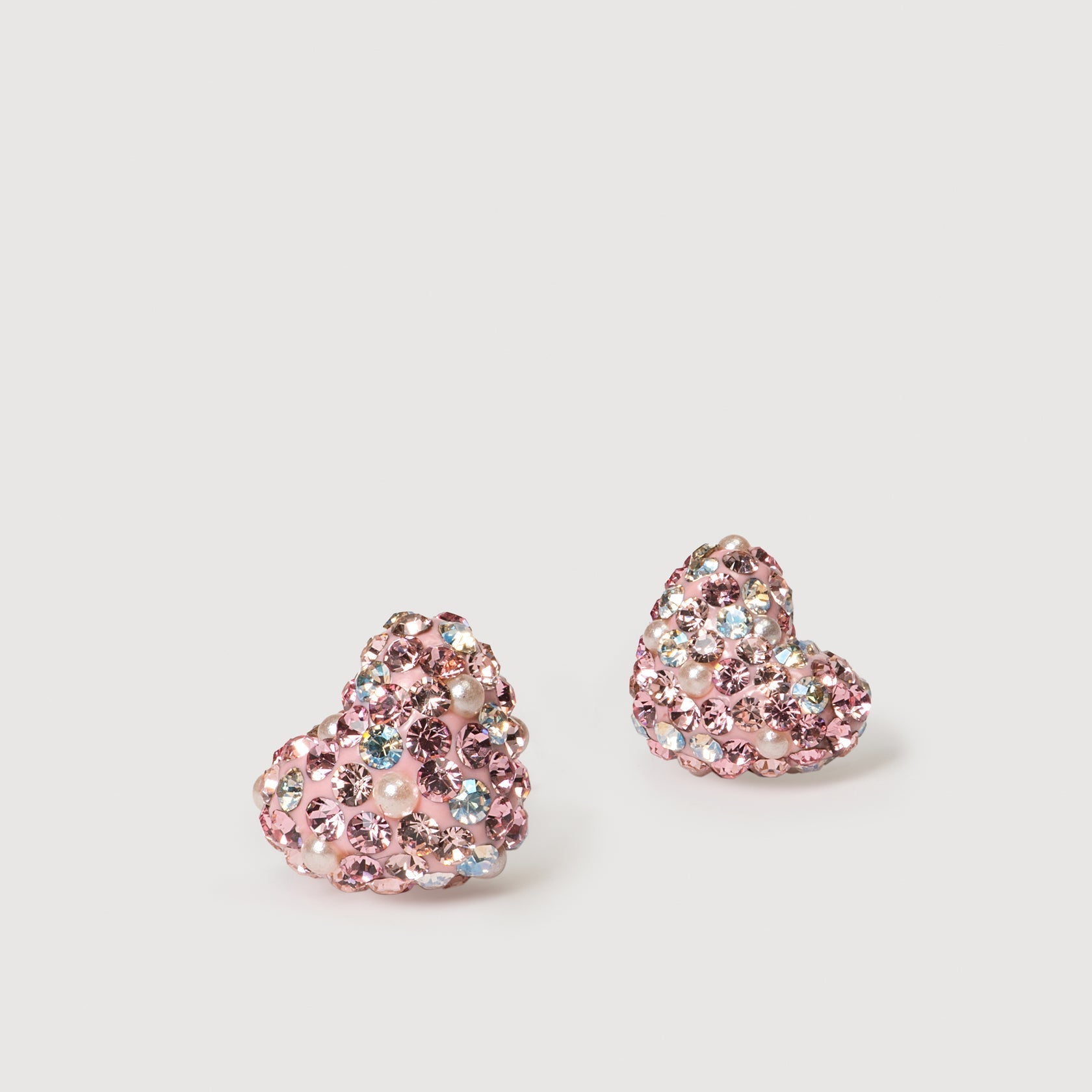 VENETIAN BLUSH SPARKLE HEART STUD EARRINGS - Blue Sky Fashions & Lingerie