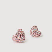 VENETIAN BLUSH SPARKLE HEART STUD EARRINGS - Blue Sky Fashions & Lingerie